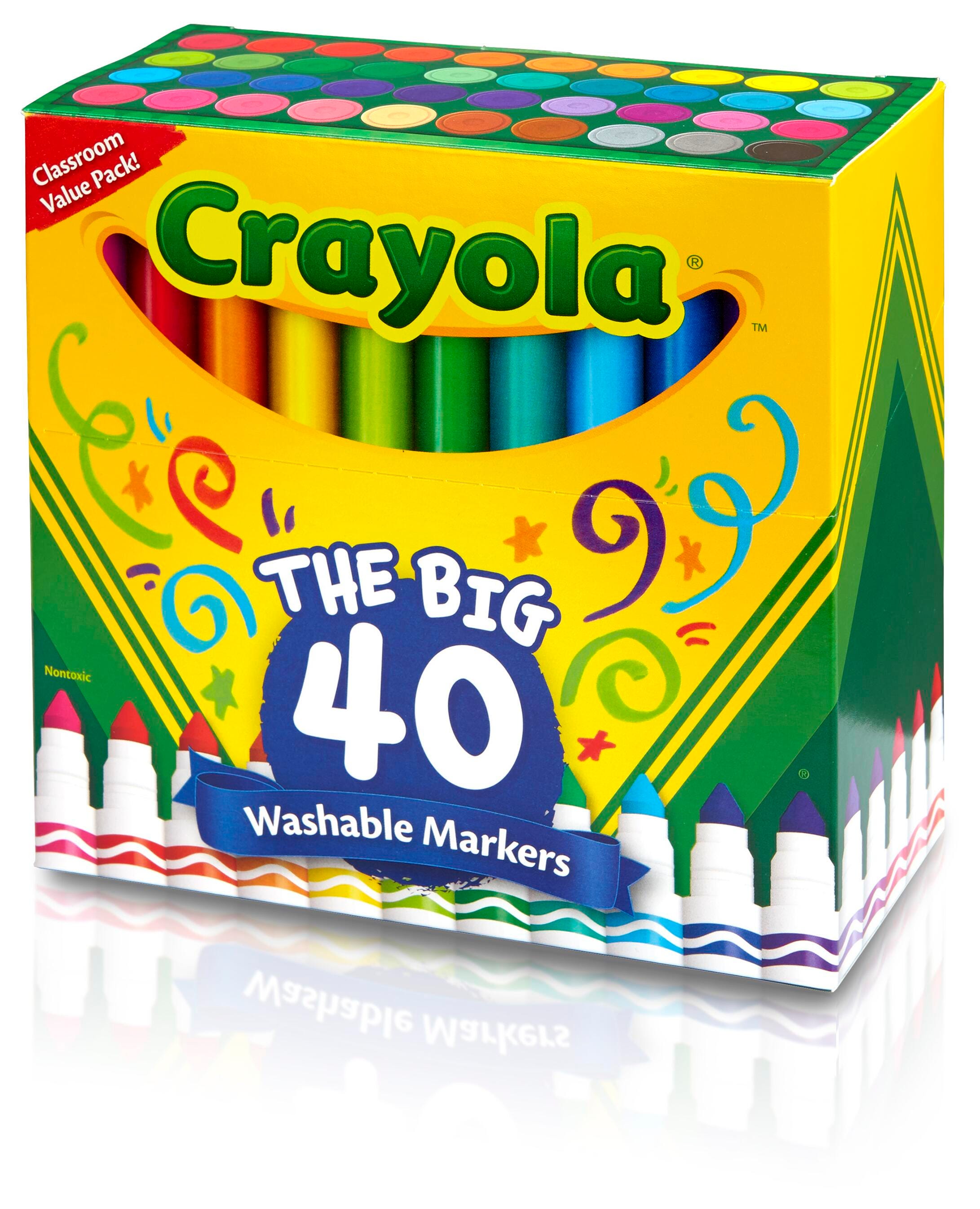 Crayola Ultra-Clean Washable Markers, Broad Line, Assorted Colors, Set of 40 1561451