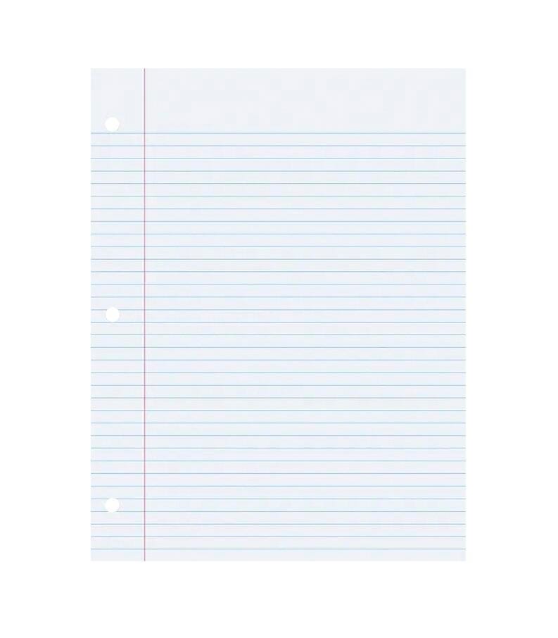 School Smart 3-Hole Punched Filler Paper w/ Red Margin, 8-1/2 x 11 Inches, Wide Ruled, 500 Sheets 085287