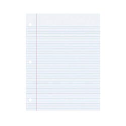 School Smart 3-Hole Punched Filler Paper w/ Red Margin, 8-1/2 x 11 Inches, Wide Ruled, 500 Sheets 085287