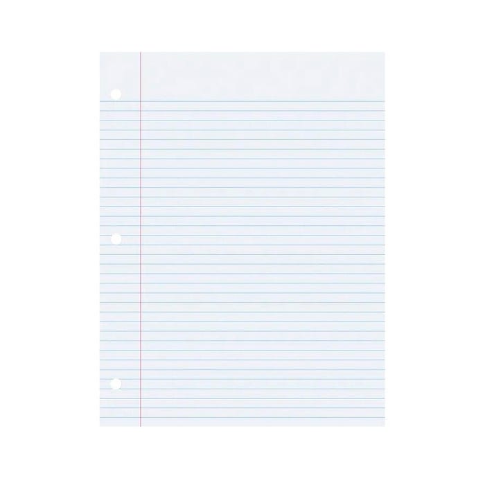 School Smart 3-Hole Punched Filler Paper w/ Red Margin, 8-1/2 x 11 Inches, Wide Ruled, 500 Sheets