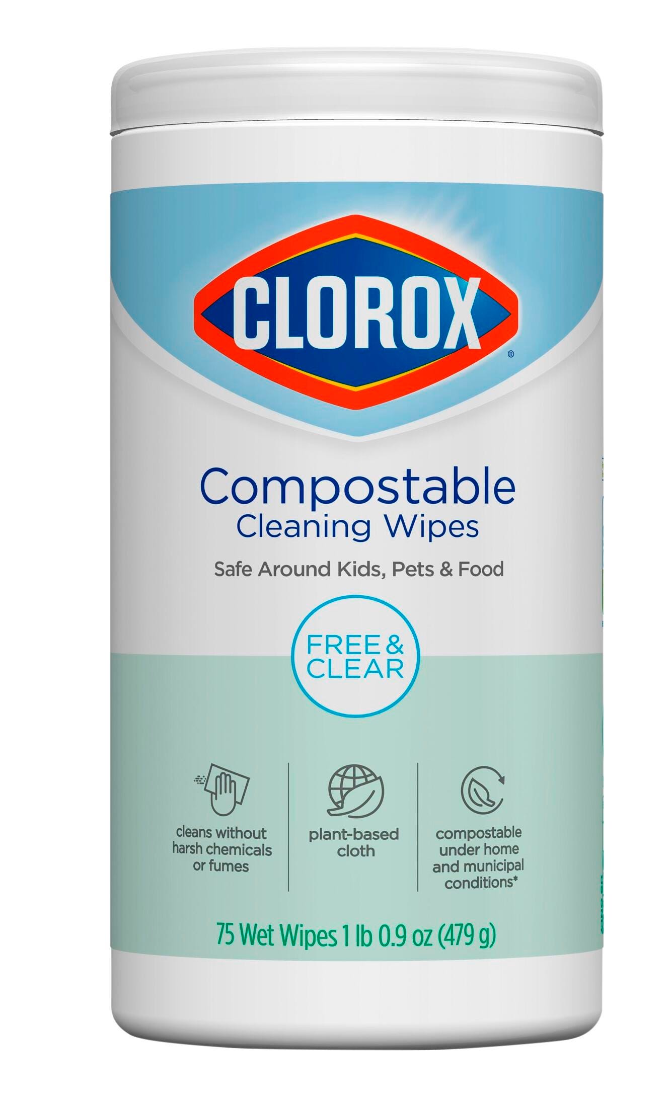 Image for Clorox Free & Clear Compostable Cleaning Wipes, 75 Count from School Specialty