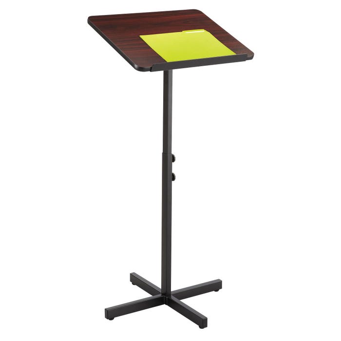 Safco Adjustable Speaker Podium Stand, 21 W x 21 D x 29-1/2 - 46 H in, Mahogany