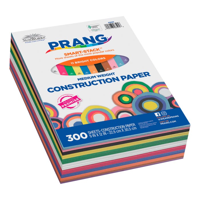 Prang Medium Weight Construction Paper, 9 x 12 Inches, Assorted Color, Pack of 300