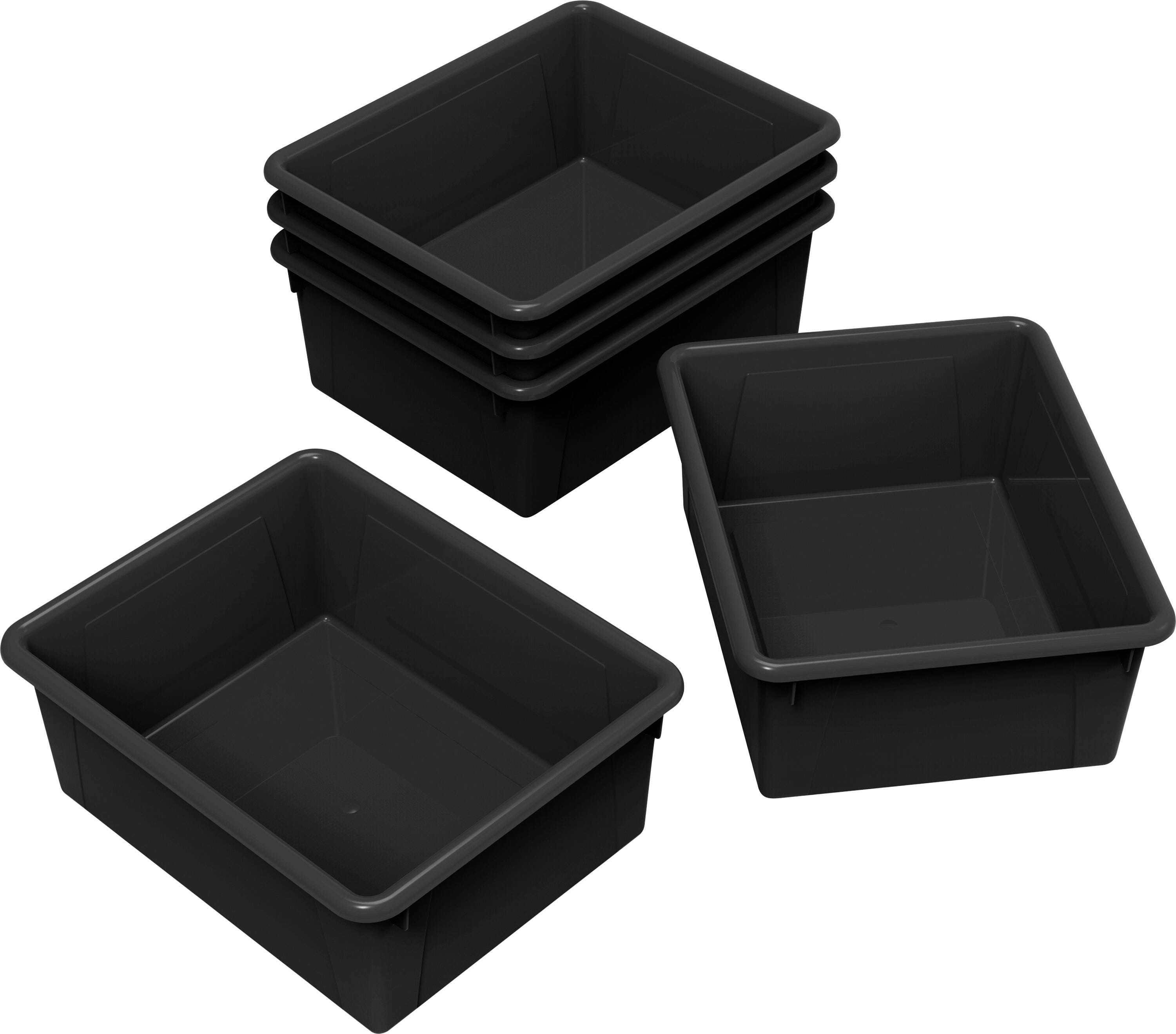 School Smart Deep Storage Bins, Letter Size, 10-3/4 x 13-3/8 x 5-1/4 Inches, Black, Pack of 5 2012821