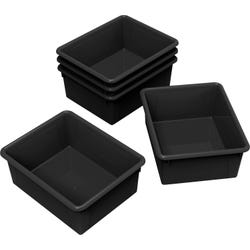 School Smart Deep Storage Bins, Letter Size, 10-3/4 x 13-3/8 x 5-1/4 Inches, Black, Pack of 5 2012821