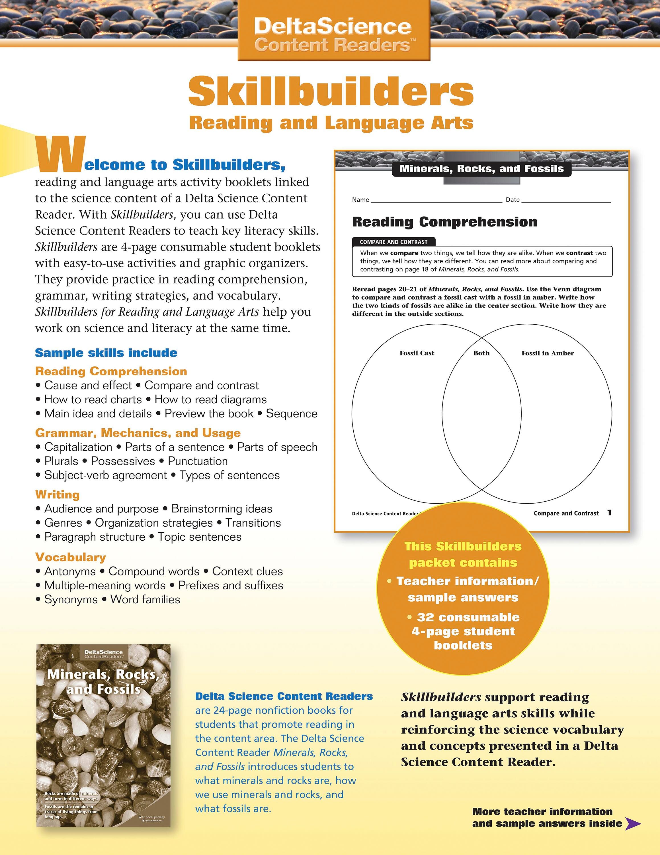 Delta Science Content Readers Minerals, Rocks and Fossils Red and Purple Skillbuilders, Pack of 32, Item Number 1278182