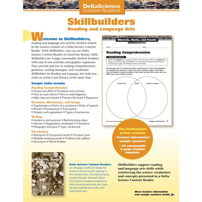 Delta Science Content Readers Minerals, Rocks and Fossils Red and Purple Skillbuilders, Pack of 32