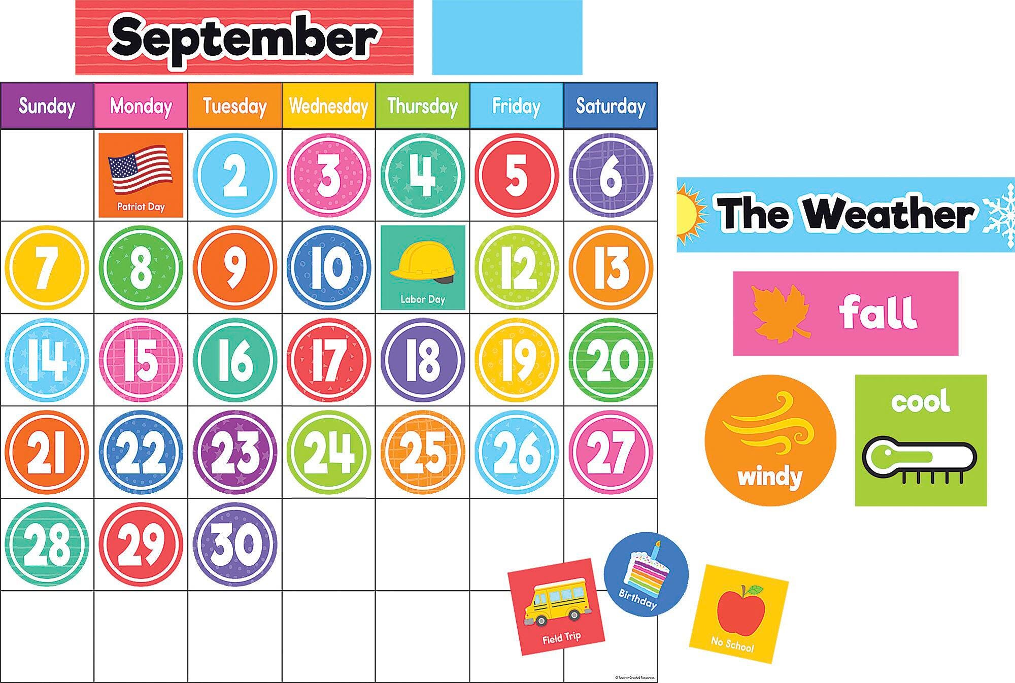 Image for Teacher Created Resources Colorful Magnetic Calendar Set, 93 Pieces from School Specialty