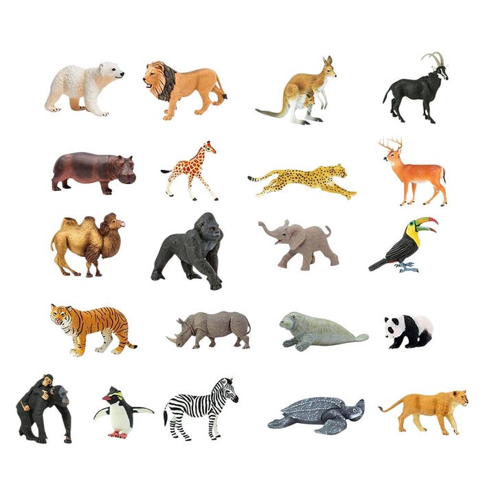 Childcraft Hand-Painted Zoo Animals, Assorted Figurines, Set of 21