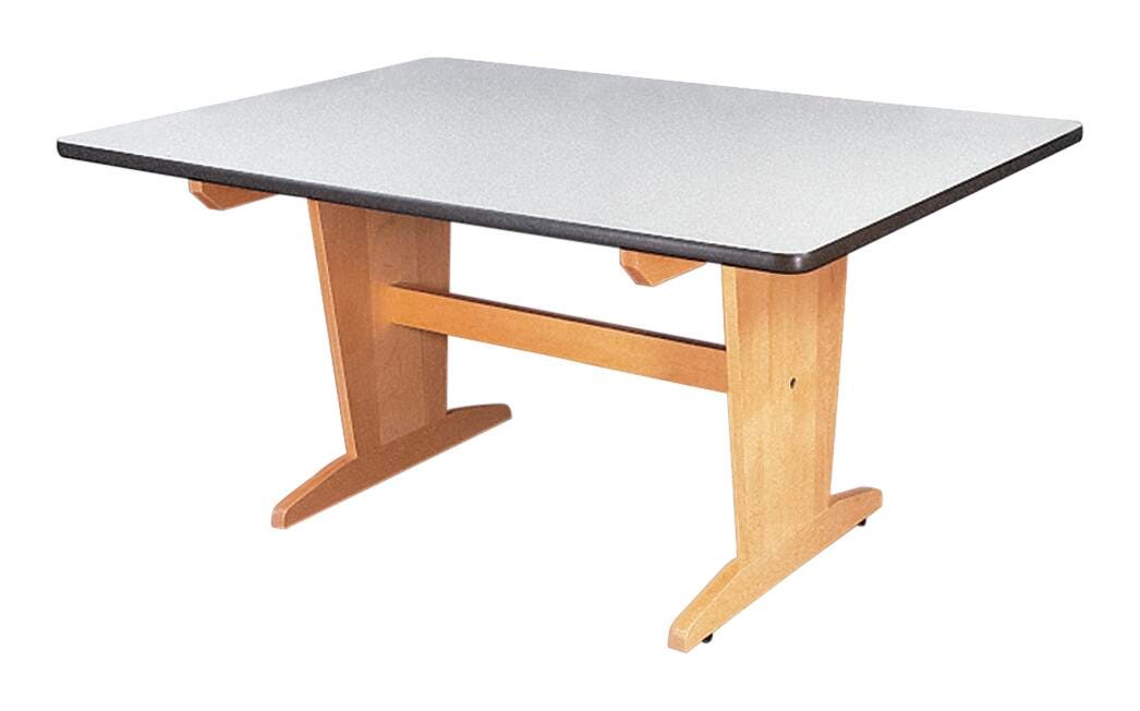 Diversified Woodcrafts Pedestal Planning Table, 60 x 42 x 30 Inches, Almond Colored Plastic Laminate Top, Item Number 573386