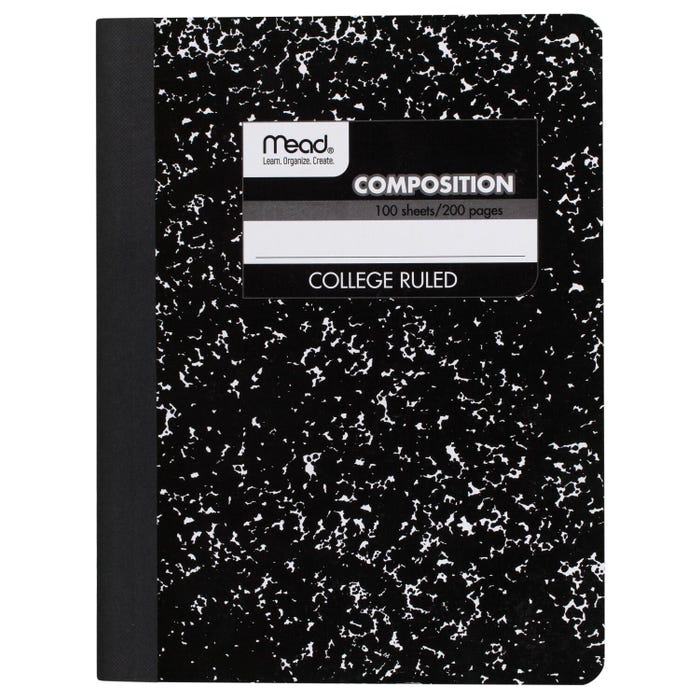 Mead Composition Book, College Ruled, 7-1/2 x 9-3/4 Inches, Black