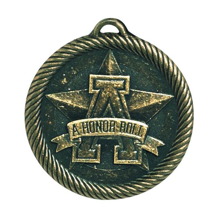 PDU CAT Multi-Level Dovetail/a Honor Roll Value Medal, 2 Inches, Solid Die Cast, Gold