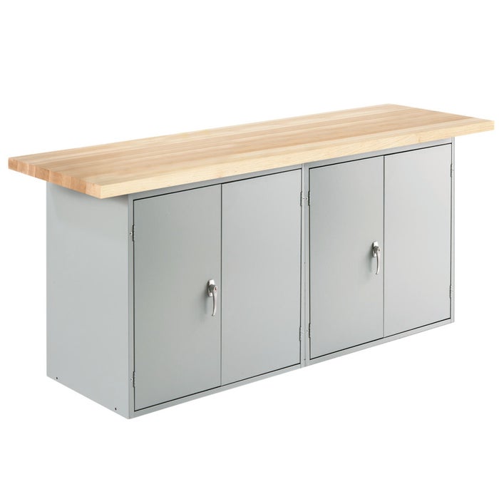 Diversified Spaces Wall and Island Bench with 2 Double Doors, 72 x 24 x 32-3/4 Inches, Maple Top, Gray Base