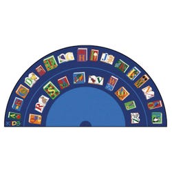 Carpets for Kids Reading by The Book Carpet, 6 Feet 8 Inches x 13 Feet 4 Inches, Semi-Circle, Multicolored, Item Number 086904