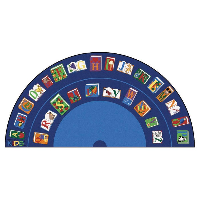 Carpets for Kids Reading by The Book Carpet, 6 Feet 8 Inches x 13 Feet 4 Inches, Semi-Circle, Multicolored