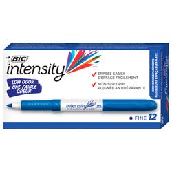 BIC Intensity Low Odor Dry Erase Markers, Fine Tip, Blue, Pack of 12 1329774
