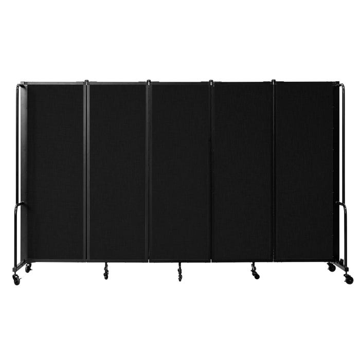 National Public Seating Room Divider, Black Pet Panels, 5 Sections, 6 Feet