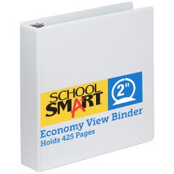 School Smart Round Ring View Binder, Polypropylene, 2 Inches, White 086394