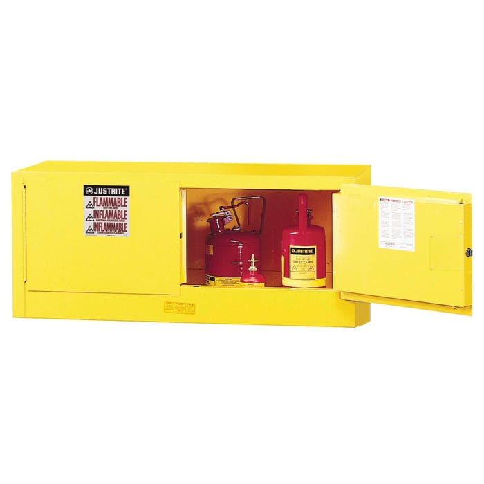 Justrite Sure-Grip EX Piggyback Flammables Storage Cabinet, 43 x 18 x 18 Inches, 12 Gallon, Yellow