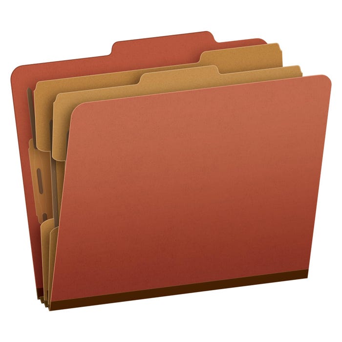 Pendaflex Classification Folder, Letter Size, 2 Dividers, Red