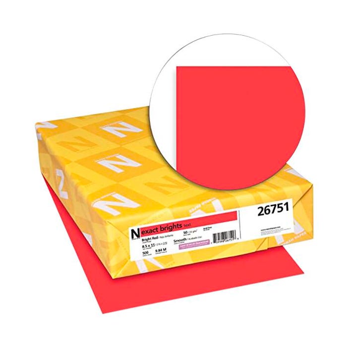 Exact Color Copy Paper, 8-1/2 x 11 Inches, 20 lb, Bright Red, 500 Sheets