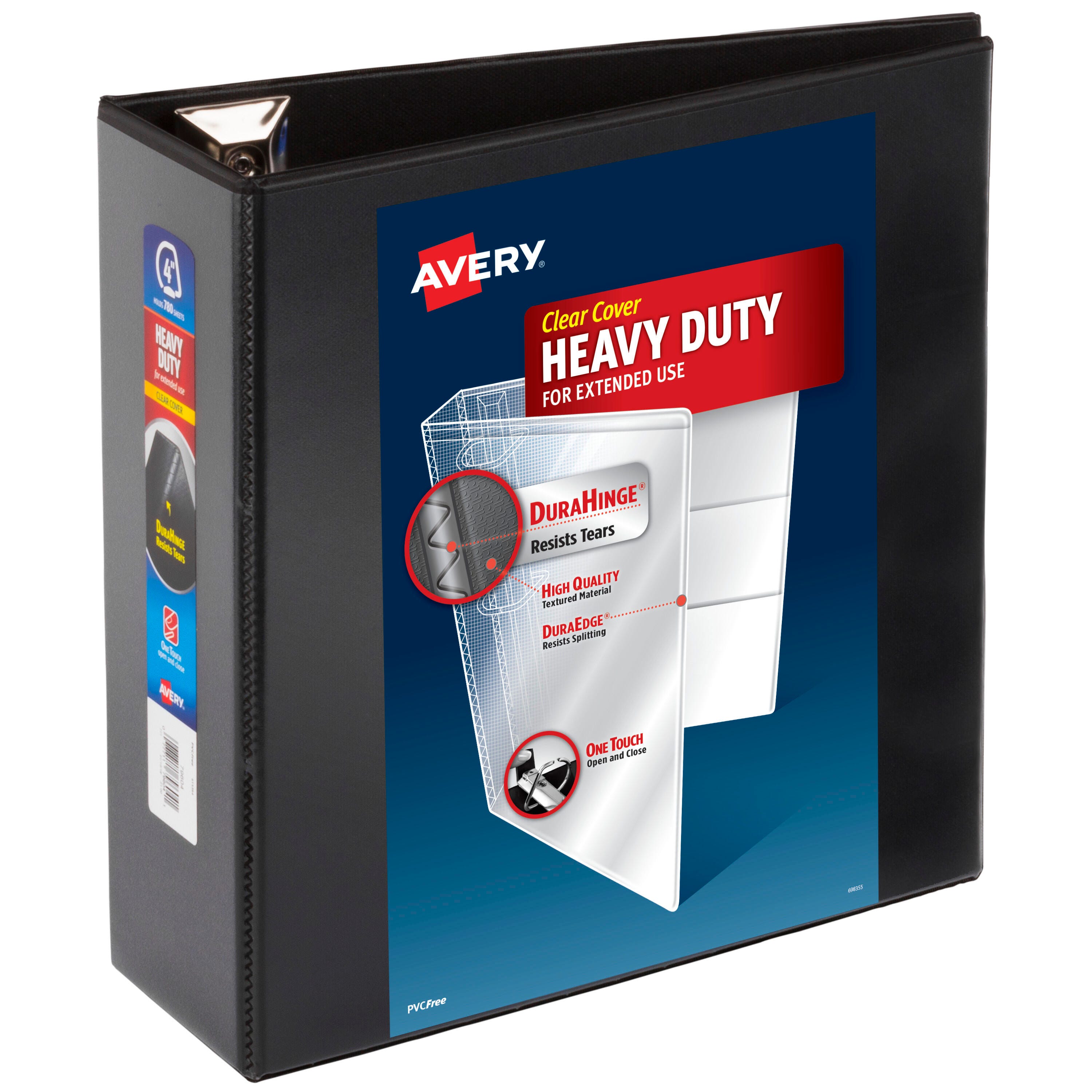 Image for Avery DuraHinge Heavy Duty View Binder, 4 Inch, EZD Ring, Black from School Specialty