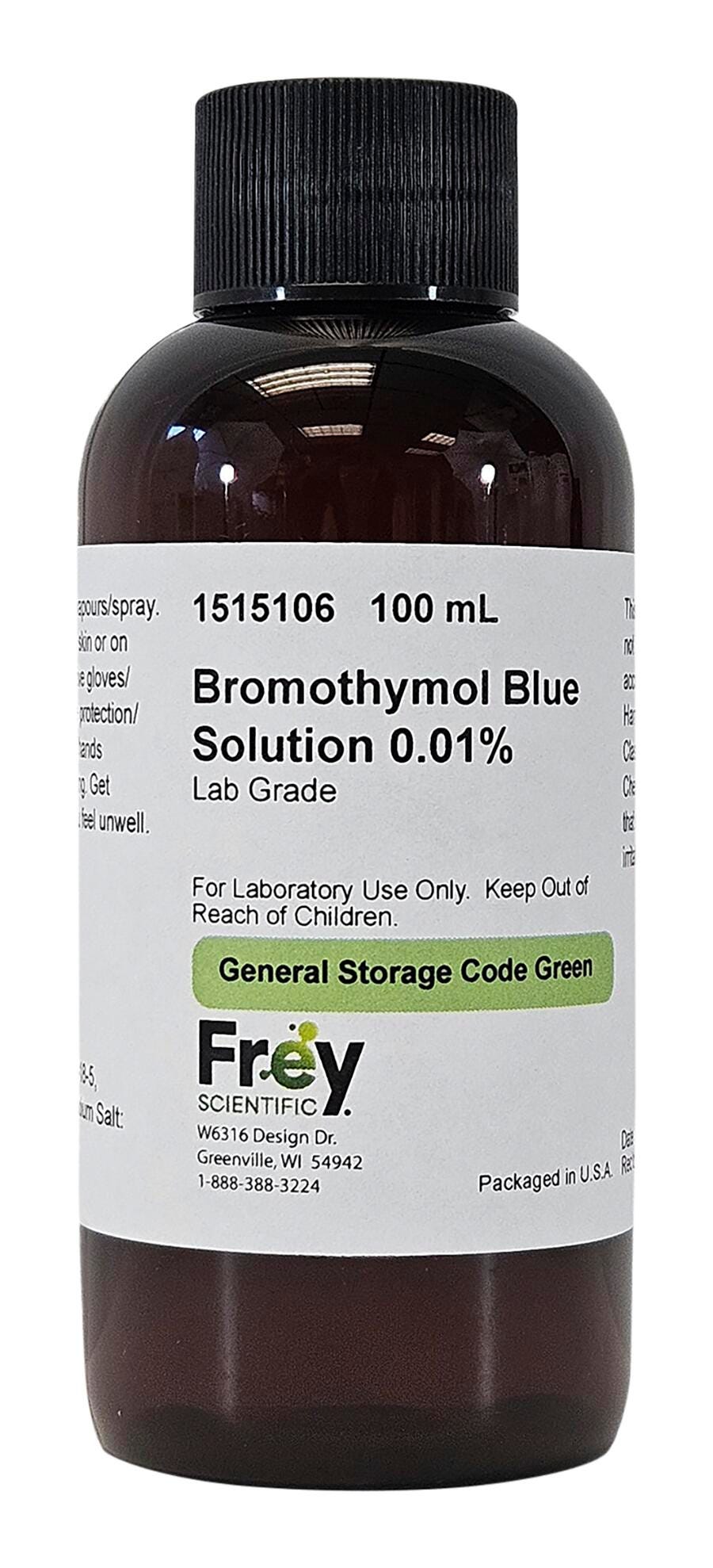 Frey Scientific Bromothumol Blue, 100 mL, Lab Grade, Item Number 1515106