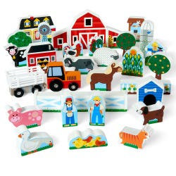 Melissa & Doug Wooden Farm and Tractor Play, Set of 33