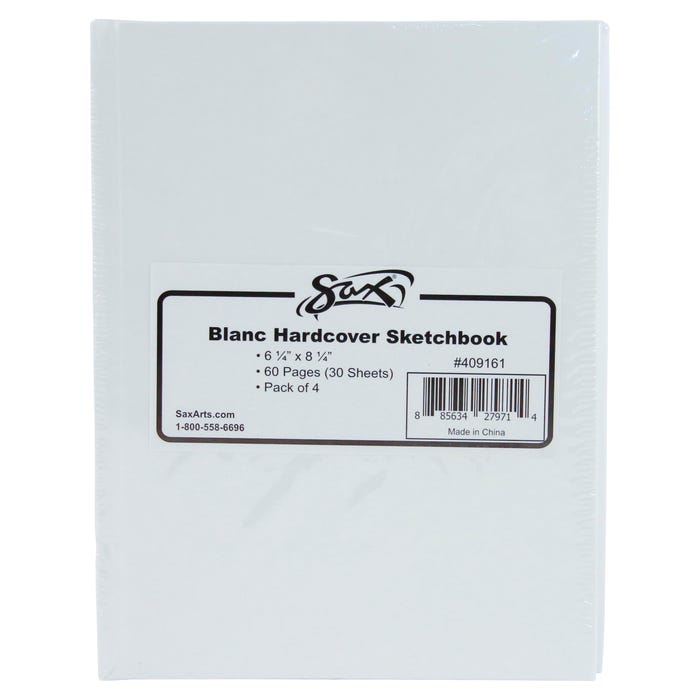 Sax Blanc Hardcover Sketchbook, 6-1/4 x 8-1/4 Inches, 60 Sheets Each, Pack of 4