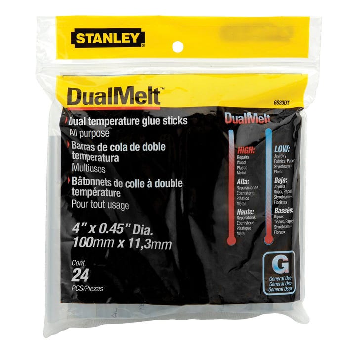 Stanley Dual Temperature Glue Stick, 0.45 x 4 Inches, Clear, Pack of 24