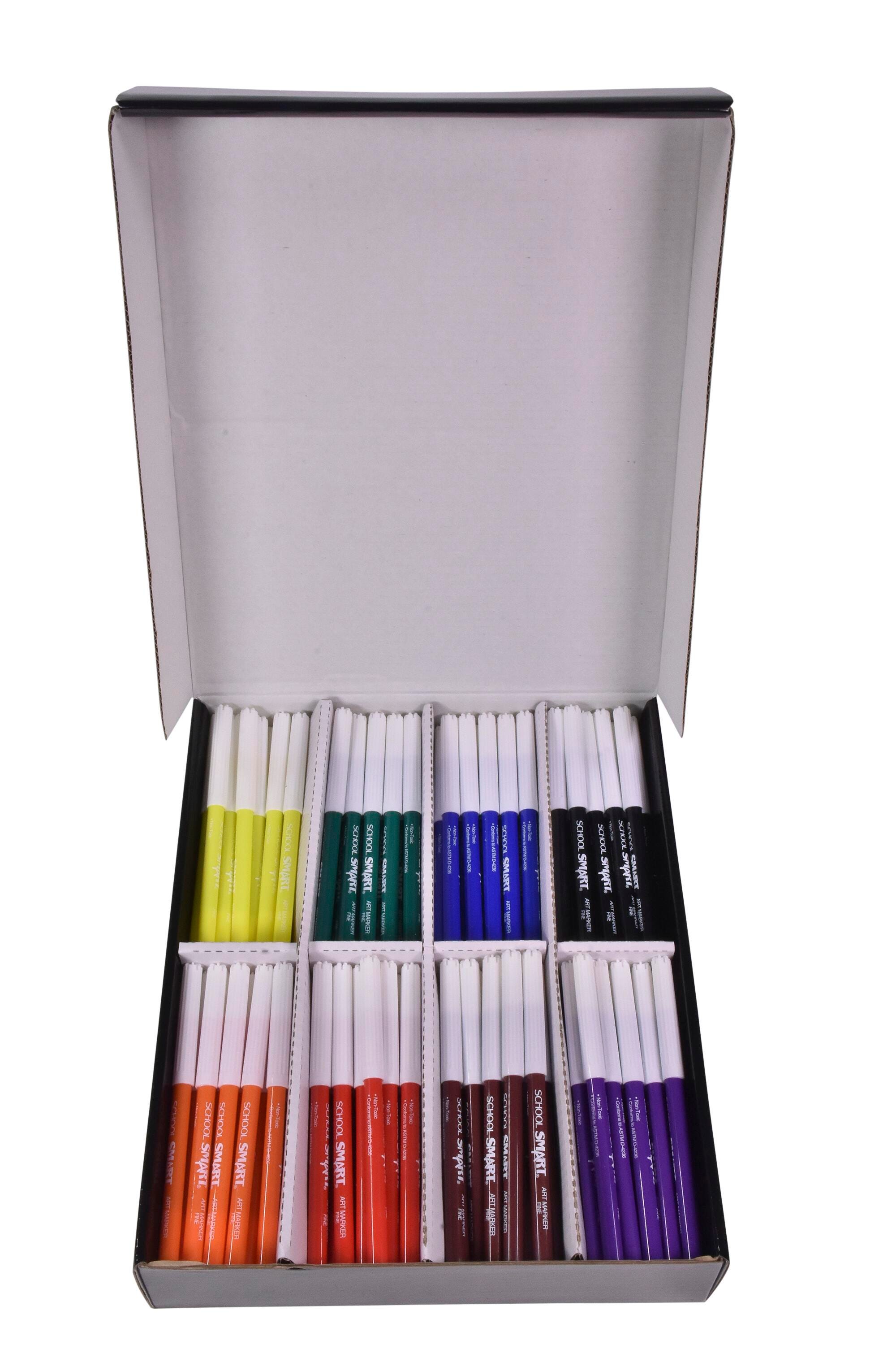 School Smart Art Markers, Fineline Tip, Assorted Colors, Pack of 200 086416