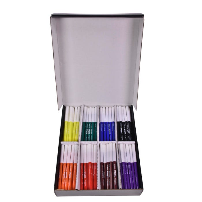 School Smart Art Markers, Fineline Tip, Assorted Colors, Pack of 200