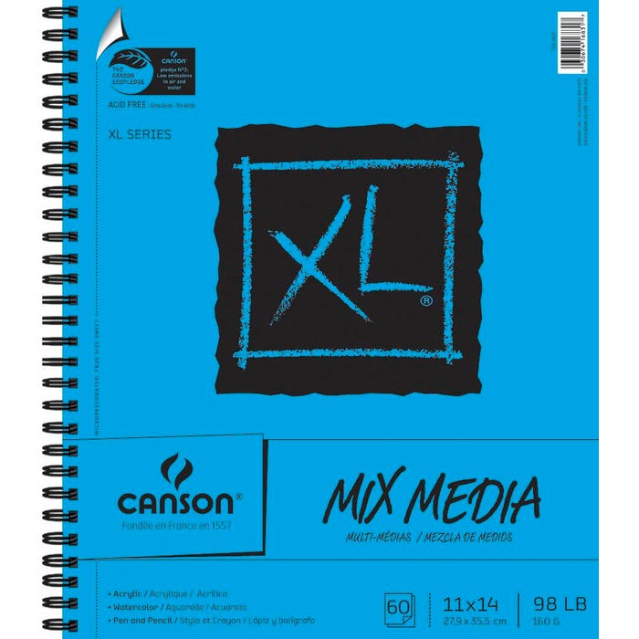 Canson XL Mixed Media Paper Pad, 98 lb, 11 x 14 Inches, 60 Sheets