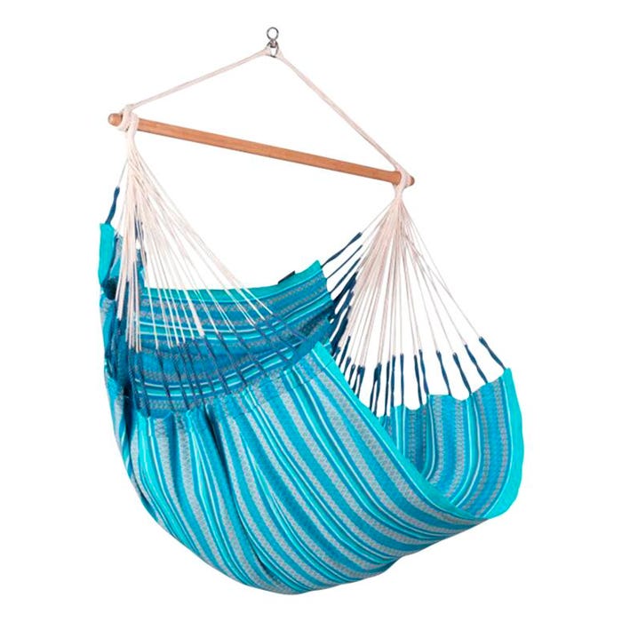 LA SIESTA Habana Organic Cotton Comfort Size Hammock Chair, 43 x 63 Inches, Azure