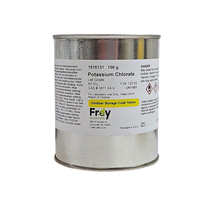 Frey Scientific Potassium Chlorate, Lab Grade, 100 grams