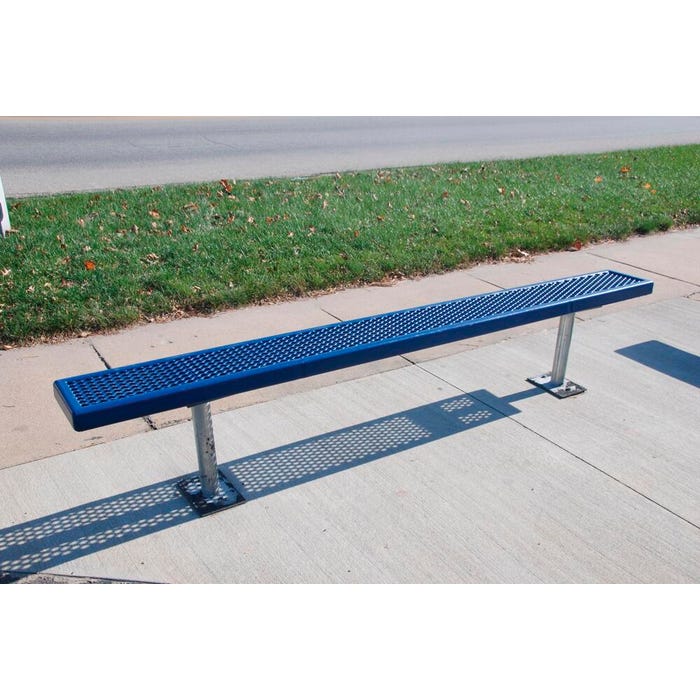 Kay Park-Rec Stationary Bench Without Back, 6 Foot, Galvanized Frame, In-ground Mount