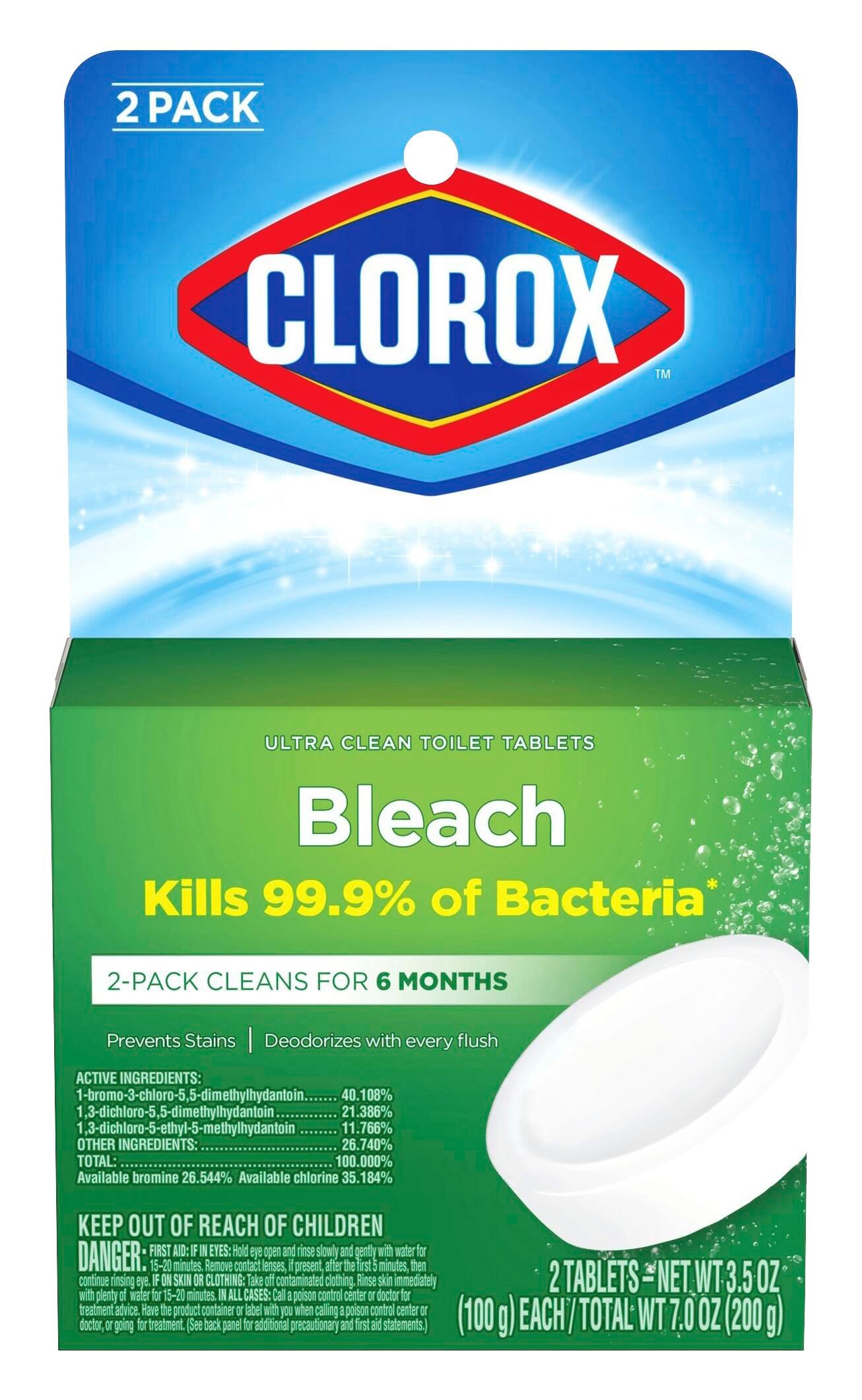 Image for Clorox Automatic Toilet Bowl Cleaner, 3.5 oz, White, 2 Per Pack from School Specialty