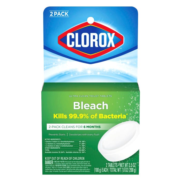Clorox Automatic Toilet Bowl Cleaner, 3.5 oz, White, 2 Per Pack