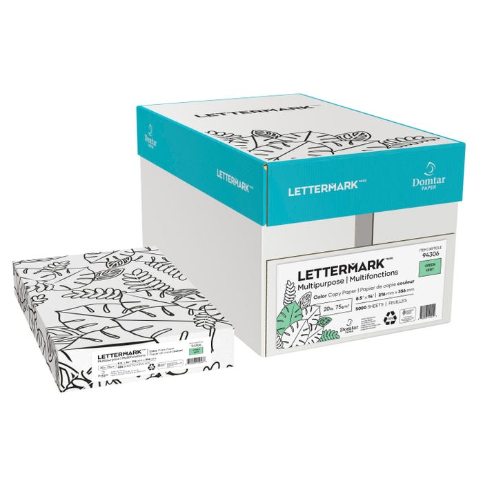 Lettermark Multi-Purpose Paper, 8-1/2 x 14 Inches, 20 lb, Green, 500 Sheets