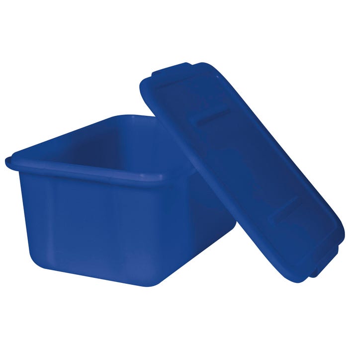 School Smart Large Storage Bin with Non-Snap Lid, 15 Quart, Blue