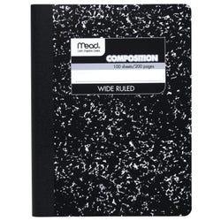 Mead Composition Book, Wide Ruled, 7-1/2 x 9-3/4 Inches, Black, 100 Sheets