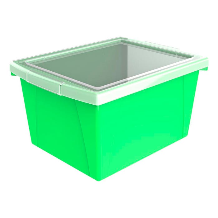 Storex Classroom Storage Bin with Lid, 4 Gallon, 13-5/8 x 11-1/4 x 7-7/8 Inches, Green