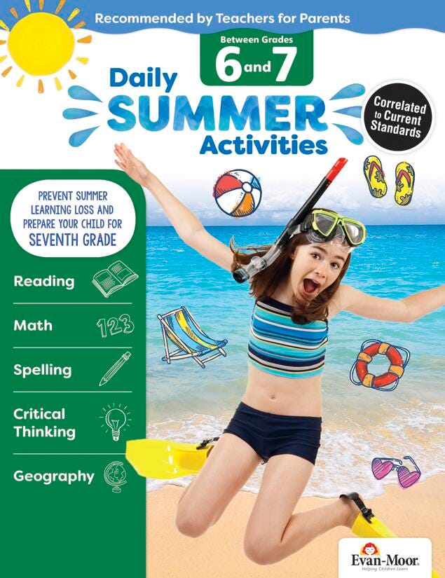 Image for Evan-Moor Daily Summer Activities Workbook, 144 Pages, Grades 6 to 7 from School Specialty