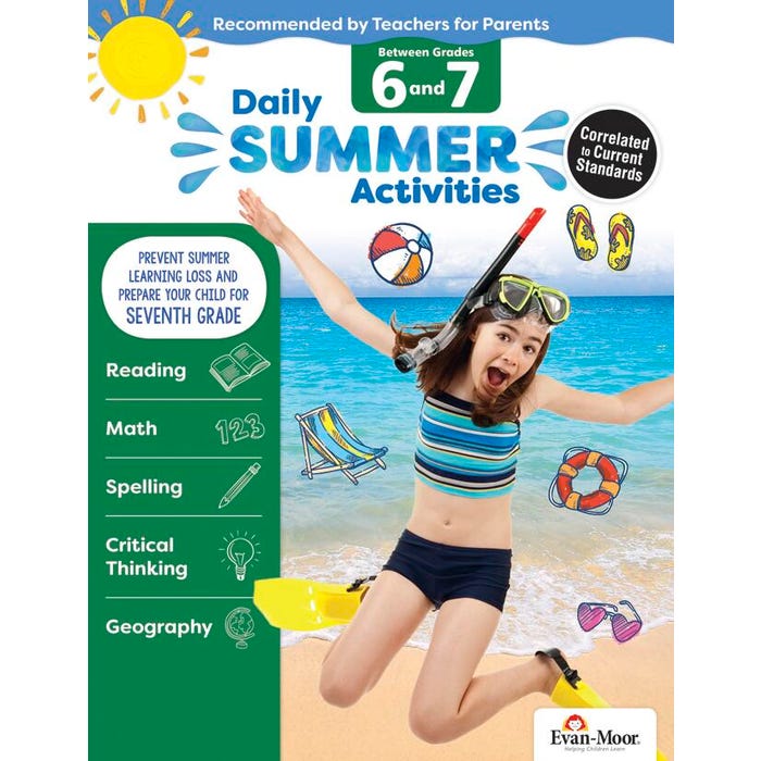 Evan-Moor Daily Summer Activities Workbook, 144 Pages, Grades 6 to 7