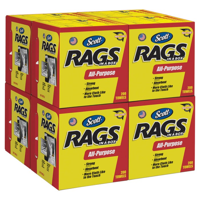 Scott Rags in a Box Towels with Handle, 200 Towels, White
