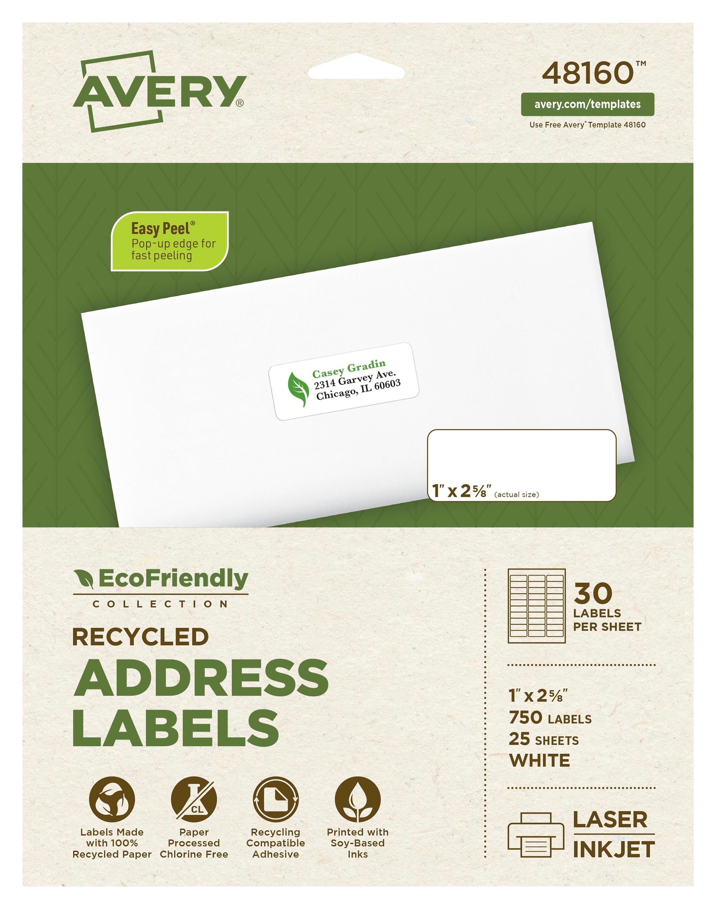 Avery EcoFriendly Address Labels, 1 x 2-5/8 Inches, Pack of 750 1370150
