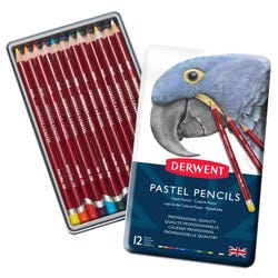 Derwent Pastel Pencils with Tin, Assorted Colors, Set of 36 407199