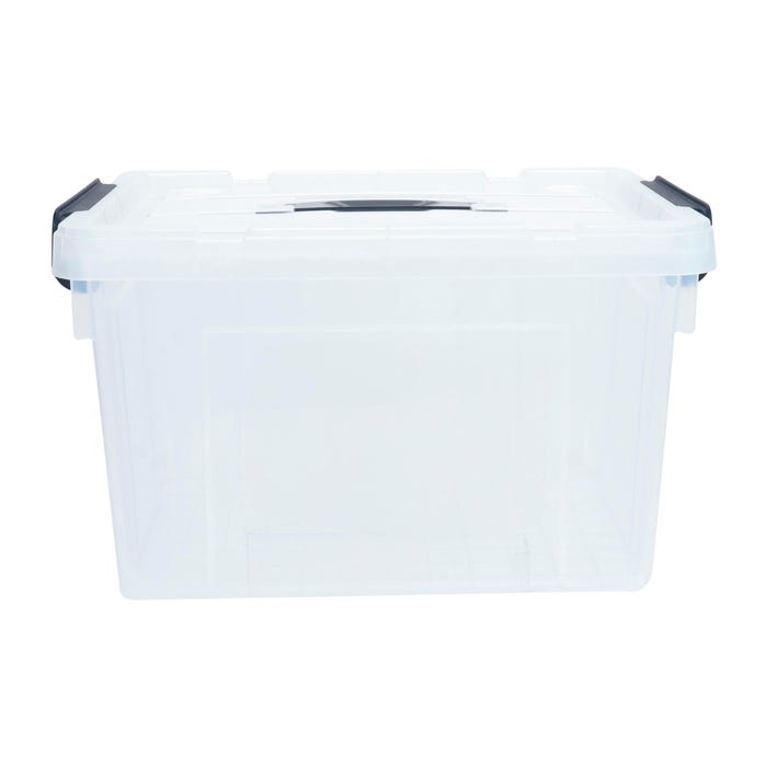SpaceExpert Small Storage Bin with Lid, 23 Quarts, Clear