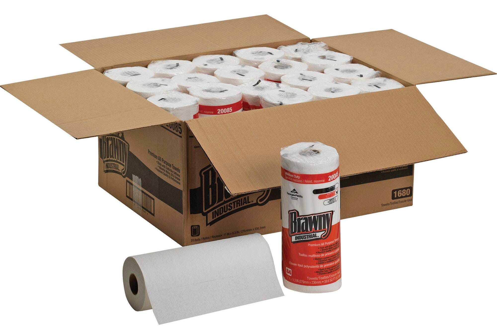 Image for Brawny All Purpose Perforated Wipe, 280 Sheets per Roll, 1-Ply, Pack of 20 from School Specialty