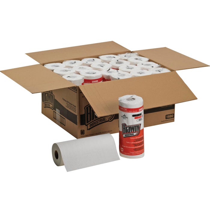 Brawny All Purpose Perforated Wipe, 280 Sheets per Roll, 1-Ply, Pack of 20